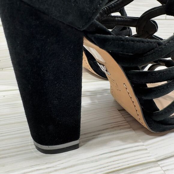 $250 BCBGMAXAZRIA “JEB” SUEDE LEATHER STRAPPY CAGED PUMP HEEL 8 NWT COCKTAIL - Picture 3 of 15